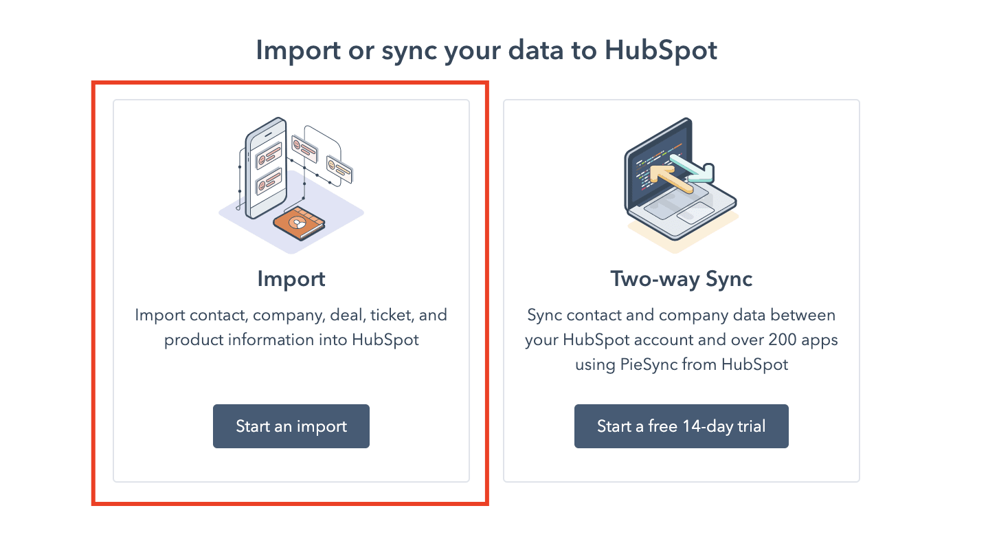 Snowflake HubSpot - Start an Import button